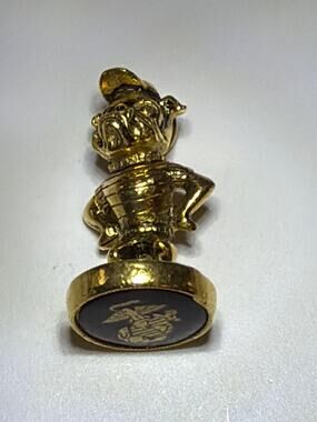Vintage USMC Bulldog Mascot Lapel Pin Gold Tone Marine Corps EGA Hat Bottom Logo